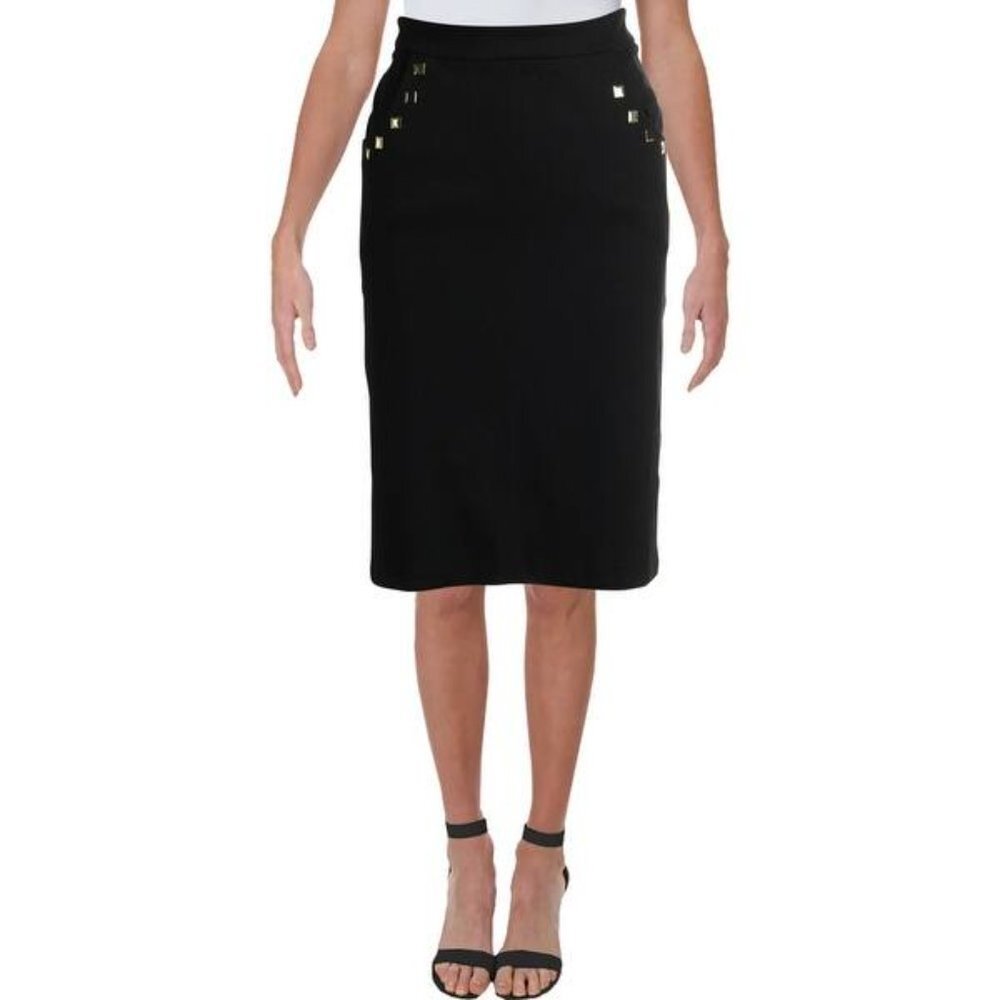 CARMEN MARC VALVO | Black Studded Pencil Skirt Sz 6